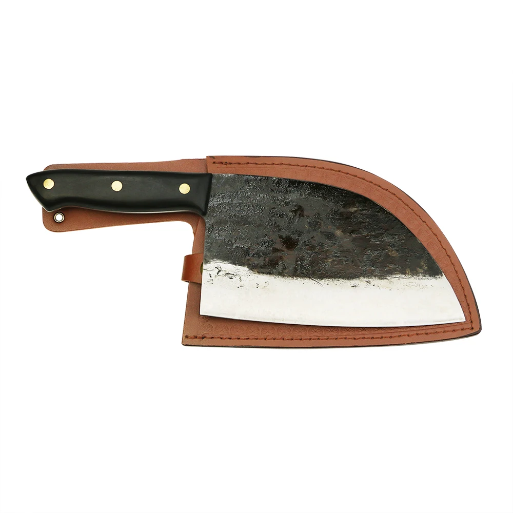 Satâr Oțel Carbon, Mâner Pakkawood cu Husa din Piele, 18 cm