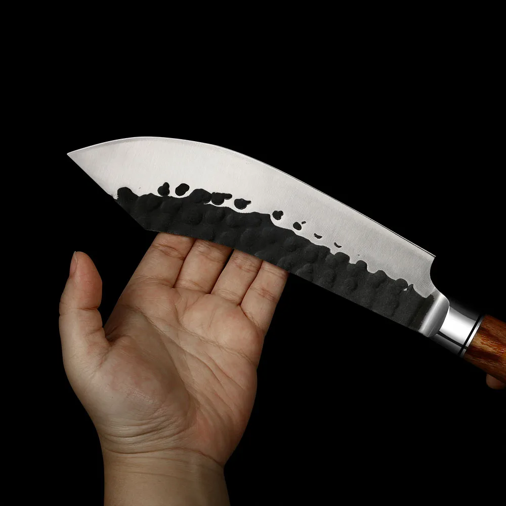 Cutit de carne, cutitul macelarului din oțel inoxidabil cu conținut ridicat de carbon și mâner din lemn de trandafir 18 cm - Hikari