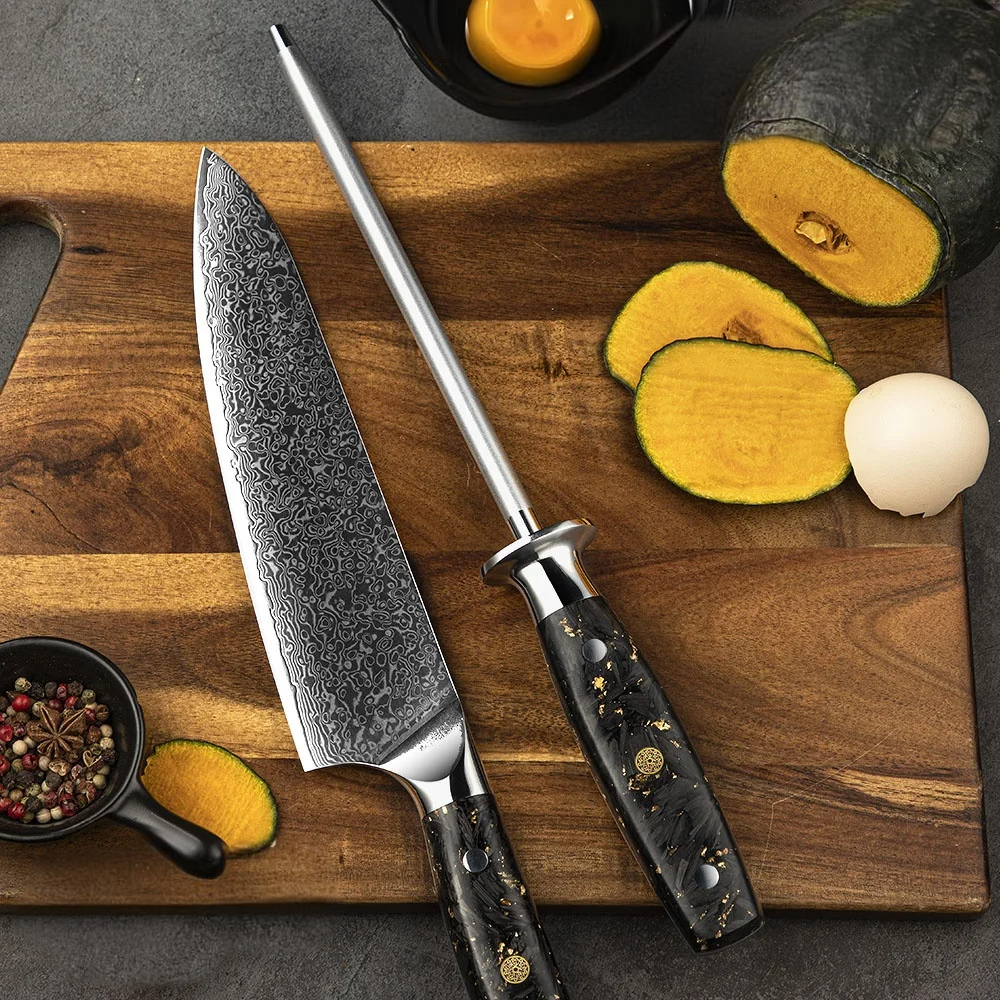 Ascuțitor pentru lame de cuțit cu tijă de diamant, mâner din fibră de carbon - Hikari