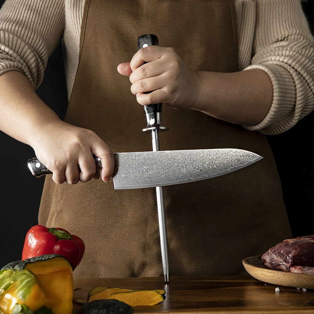 - Diamond Rod Knife Blade Sharpener, Carbon Fiber Handle - Hikari