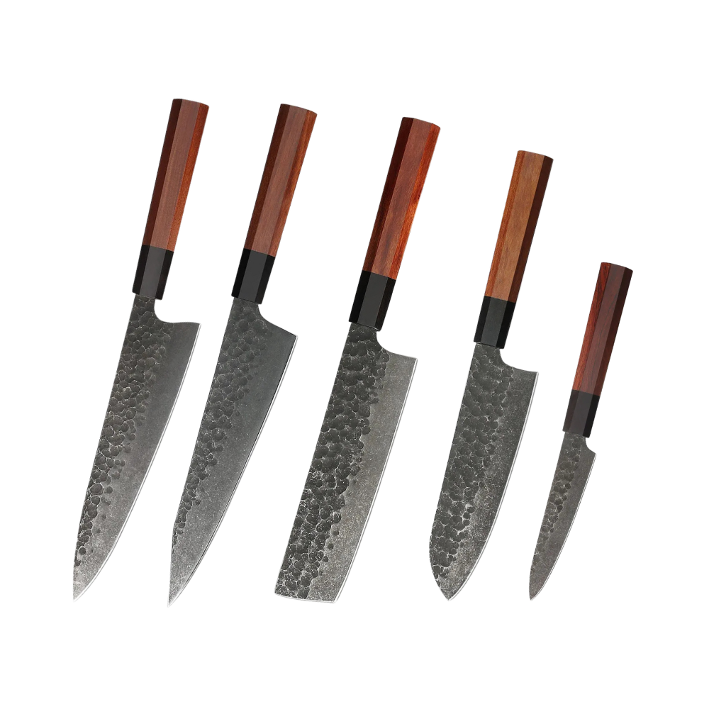 Set Cuțite din Oțel Carbon & Mâner din Lemn Sequoia H221