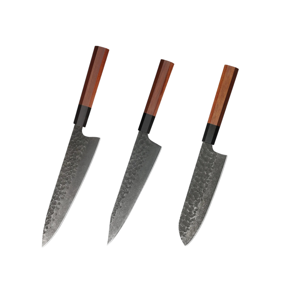 Set Cuțite din Oțel Carbon & Mâner din Lemn Sequoia H222