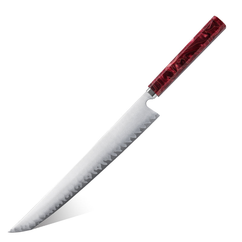 Cuțit de feliere Hikari Sakimaru – Cuțit japonez profesional Yanagiba / Sujihiki cu lamă frosted și mâner din rășină