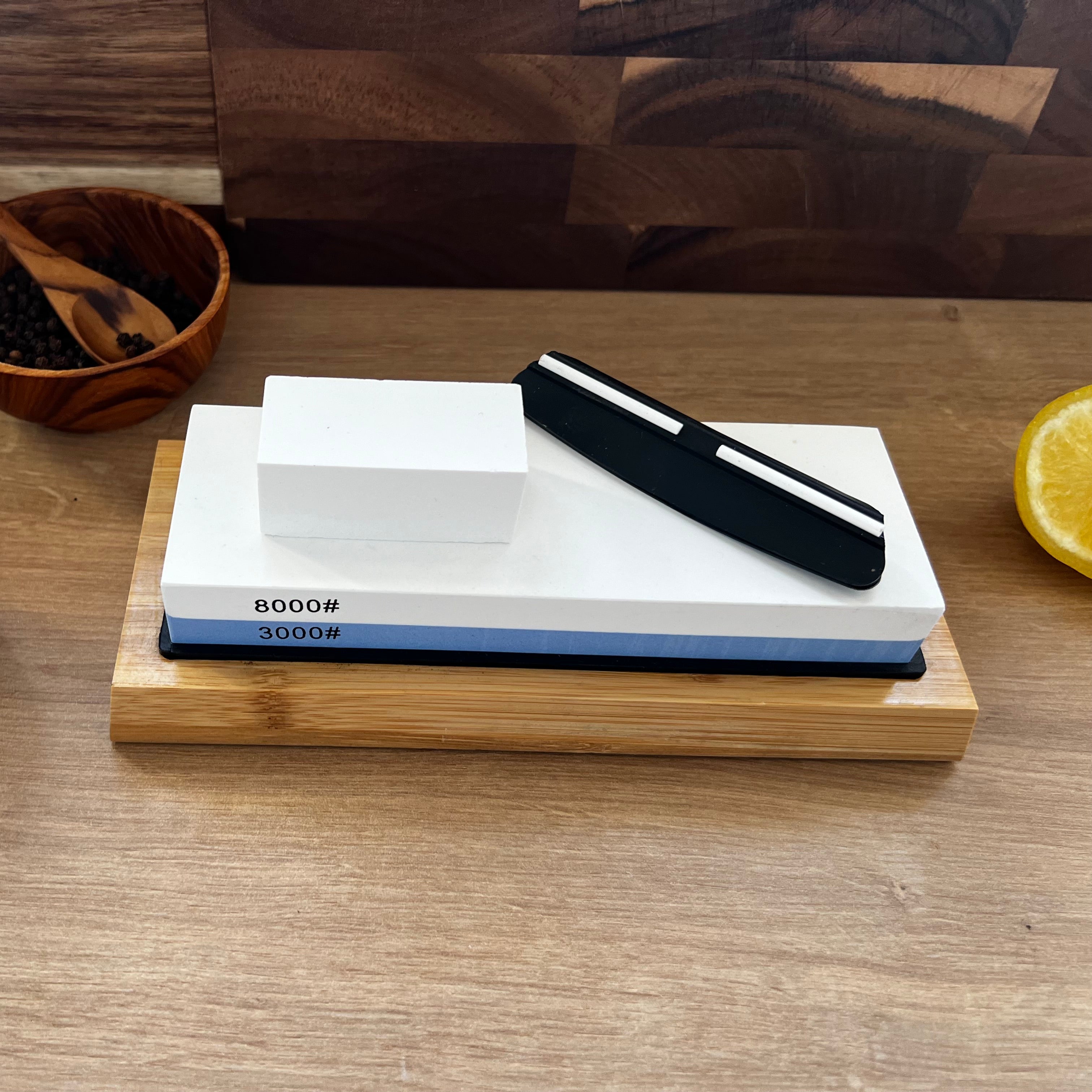 Piatră de ascuțit cu două fețe pentru ascuțirea cuțitelor - Set de granulație 3000/8000 pentru ascuțirea profesională - Hikari