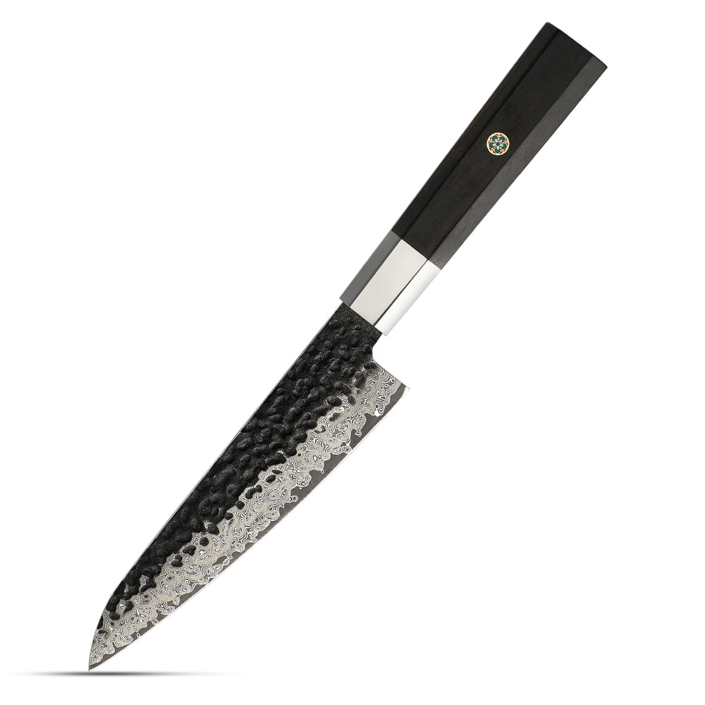 Cuțit pentru Filetat / Feliat, Hikari Knife - Lama VG -10 și Damasc, Mâner din Abanos, Decojire și Tăiere Detaliată
