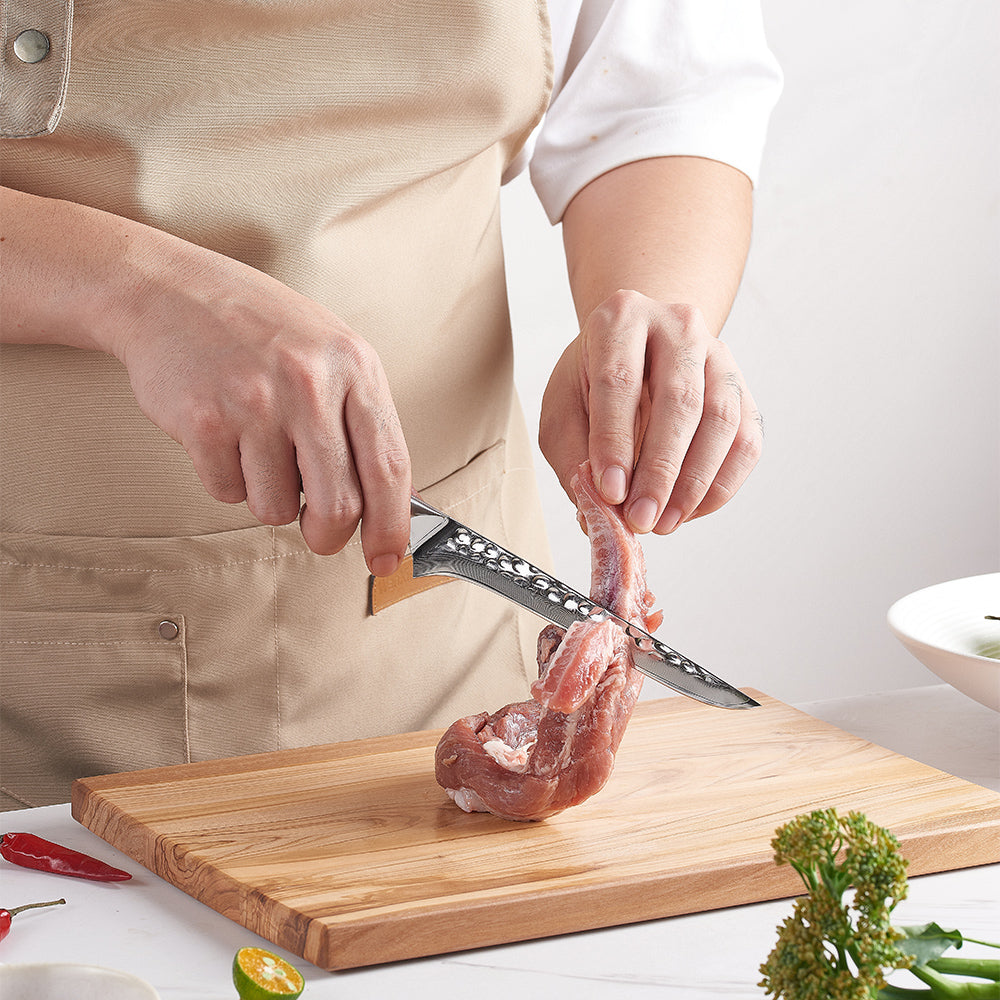 Cuțit pentru dezosare, Hikari - Filetare de precizie pentru pește și carne cu lamă din oțel damasc VG-10 și mâner din lemn de măslin - Hikari