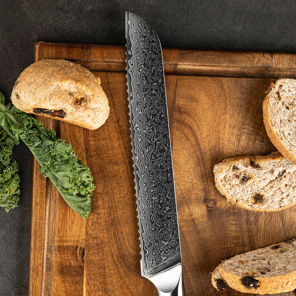 Bread VG-10 Damasc, Maner Rasina si Fibra De Carbon 20cm