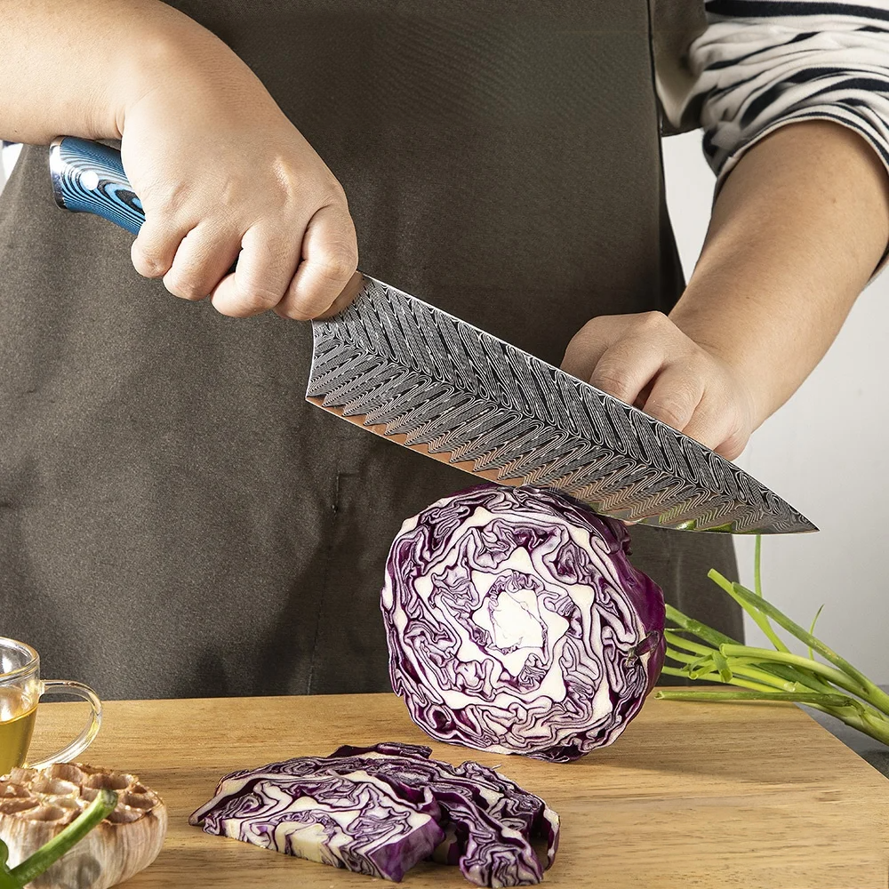 Cuțitul Bucătarului Premium, Hikari - Versatil, Oțel Damasc 73 Straturi, Mâner Pakkawood pentru Performanțe Culinare