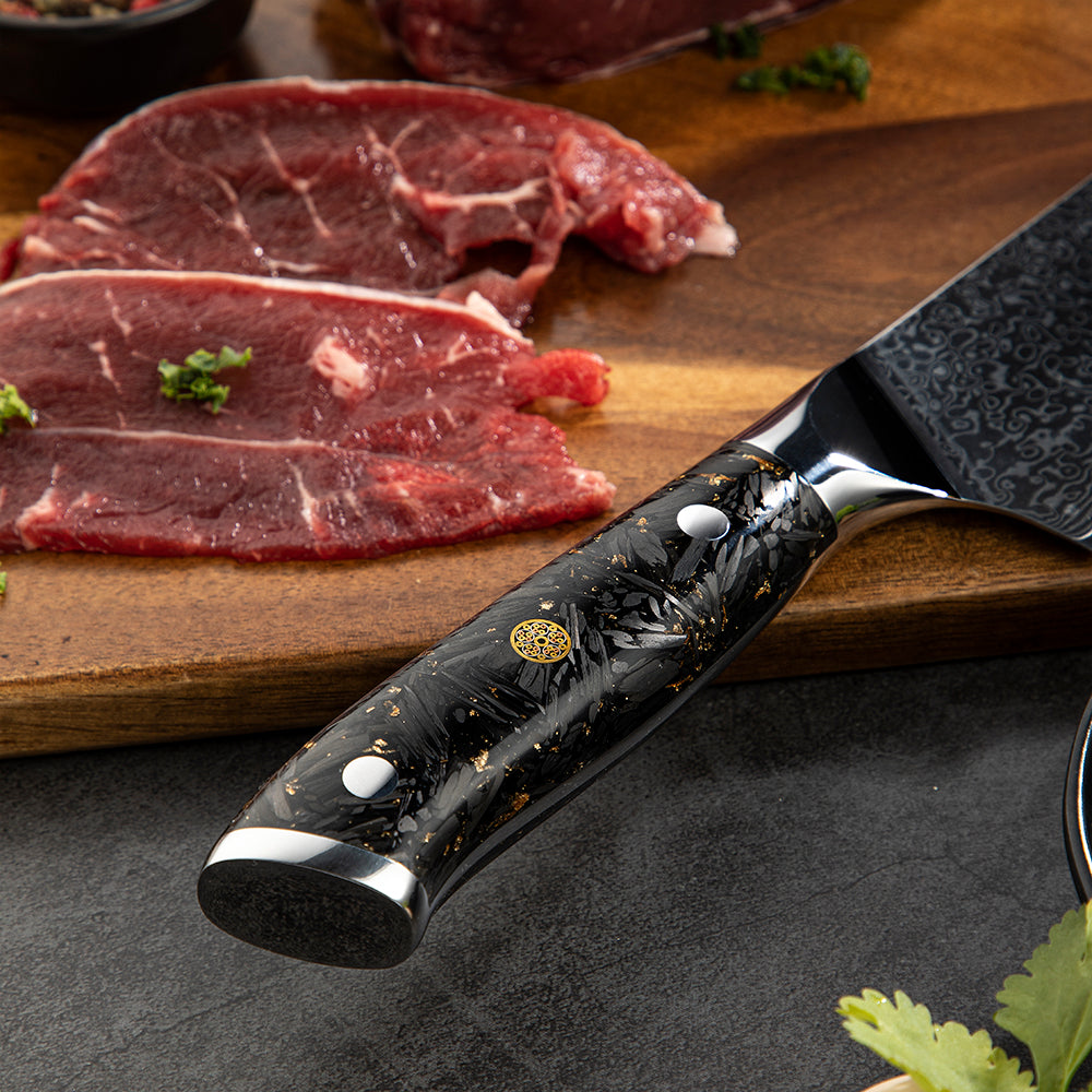 Cuțitul Bucătarului, Hikari Knife - Cuțit de Bucătărie Stil Japonez, Oțel Damasc VG -10, Mâner Ergonomic din Carbon