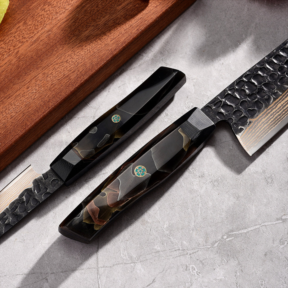 Premium Chef's Knife, Hikari Knife - Japanese Style, VG -10 with Damascus Finish and Copper Handle - Hikari