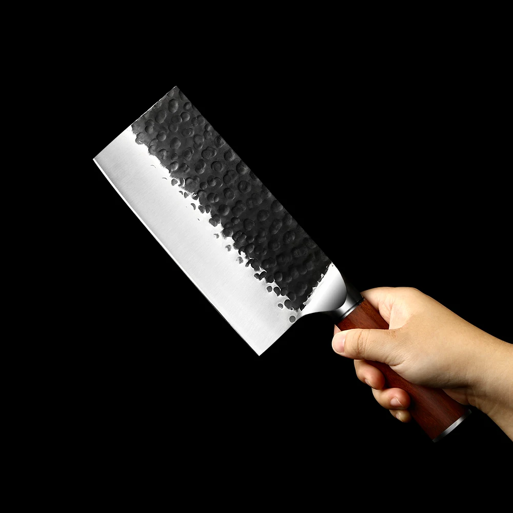 Satar robust, Hikari - oțel inoxidabil cu carbon, mâner din lemn de trandafir - pentru tăierea și măcelărirea ingredientelor dure - Hikari