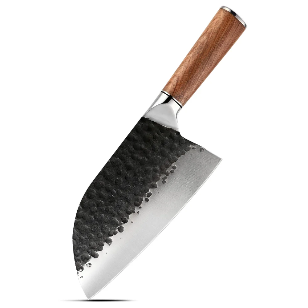 Satar rotunjit din oțel inoxidabil cu conținut ridicat de carbon cu mâner din lemn de trandafir 18 cm - Hikari