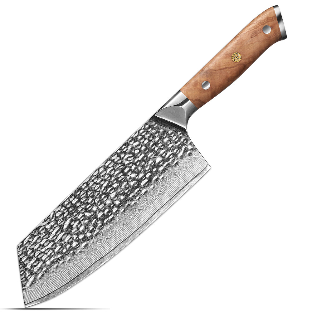 Satar, cuțit Hikari - VG10 Damascus Blade, Heavy Duty pentru pregătirea profesională cu mâner din lemn de măslin - Hikari