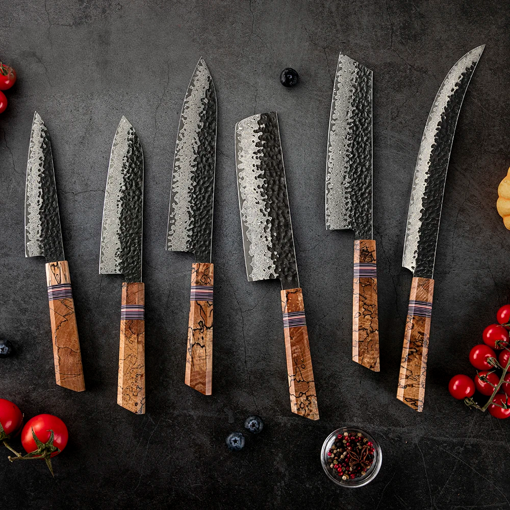 Cuțitul Bucătarului Profesional, Hikari Knife - Stil Japonez, Oțel Damasc în 67 de Straturi și Mâner Lemn de Arțar