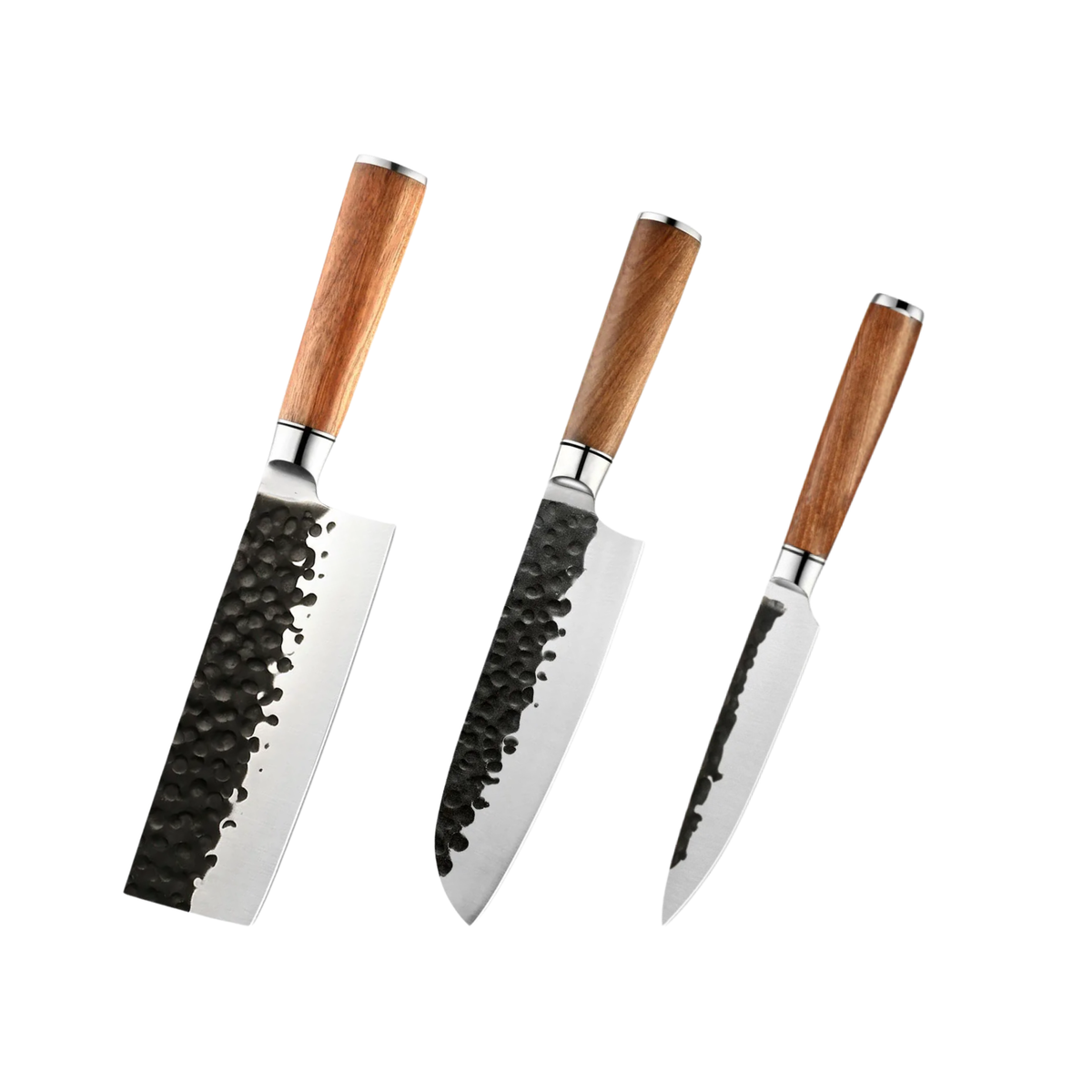 Set de cuțite Hikari H237 din oțel inoxidabil cu conținut ridicat de carbon și mânere din lemn de trandafir
