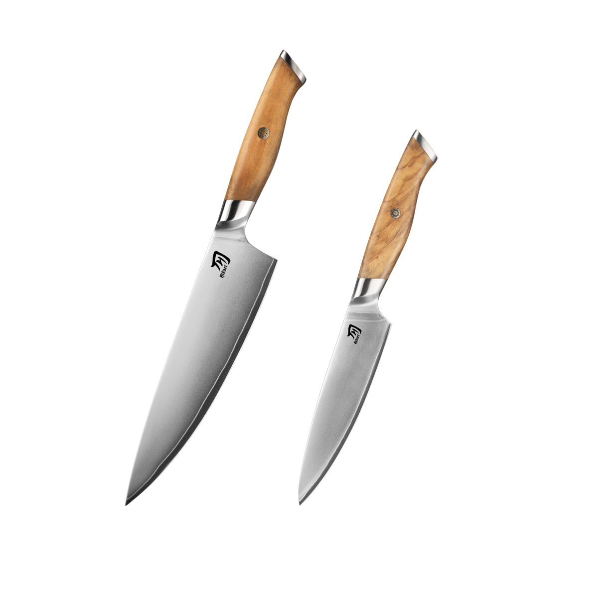 Set Hikari VG-10 cu Cuțitul Bucătarului și Cuțit Petty, Mânere din Lemn de Măslin H371