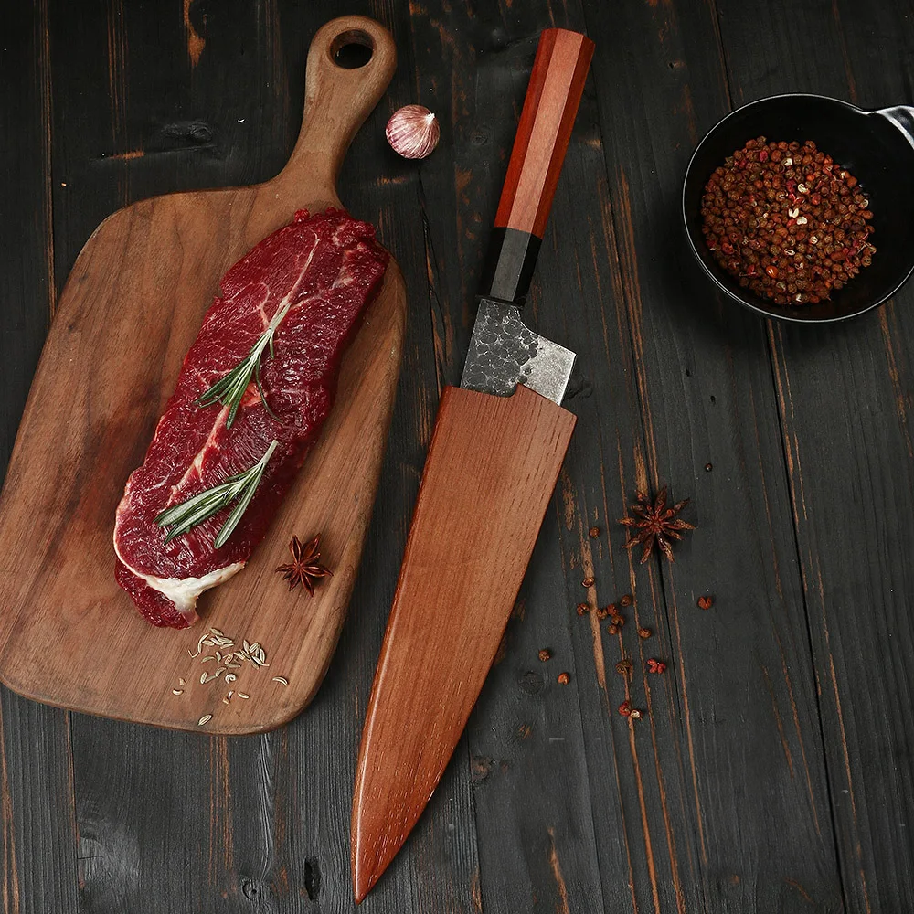 Cuțit Kiritsuke premium multifuncțional - Lamă din oțel cu conținut ridicat de carbon, mâner ergonomic din mahon 22 cm - Hikari