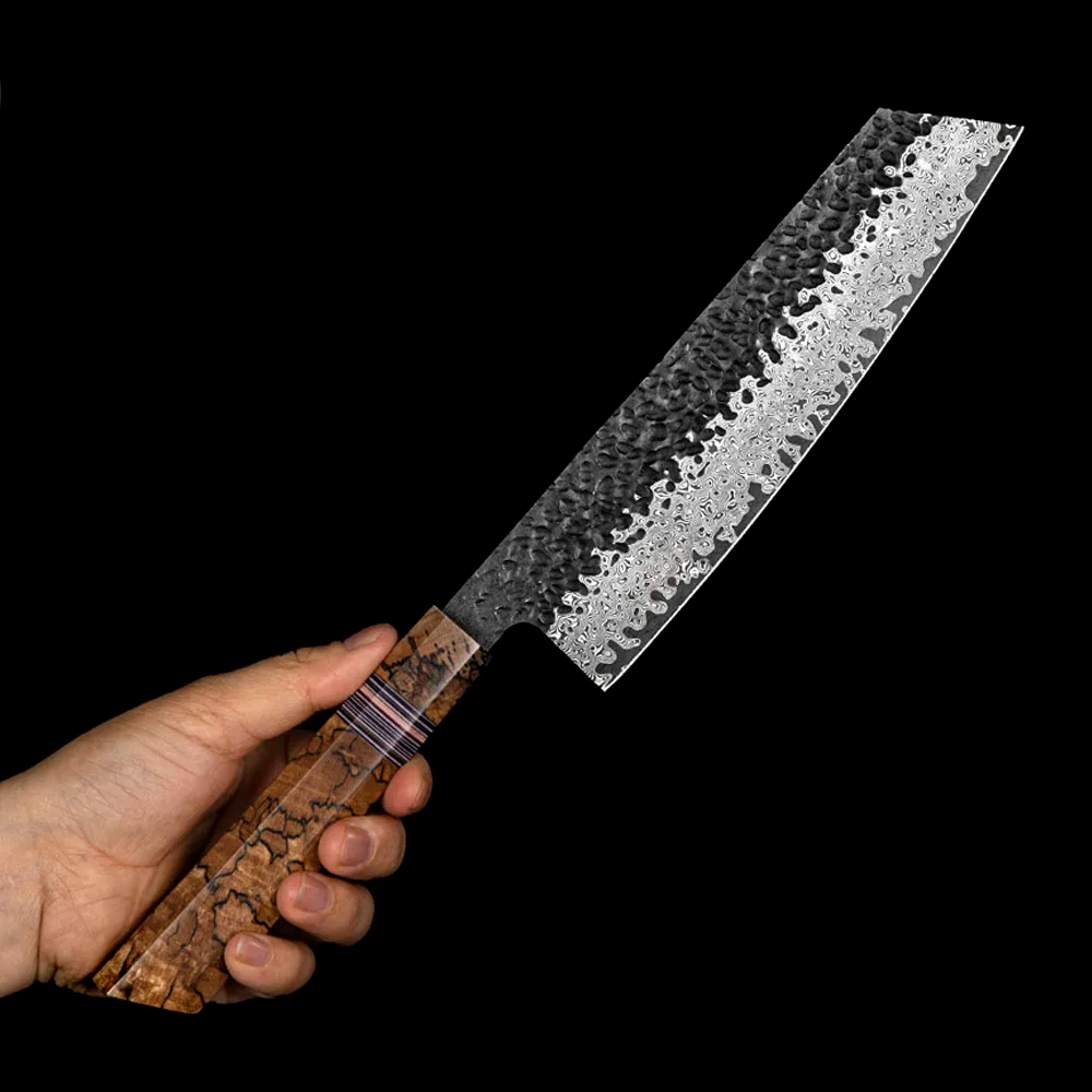 Cuțitul Kiritsuke Multifuncțional, Hikari – Oțel Damasc VG -10, Mâner din Arțar – Ideal pentru Carne și Legume