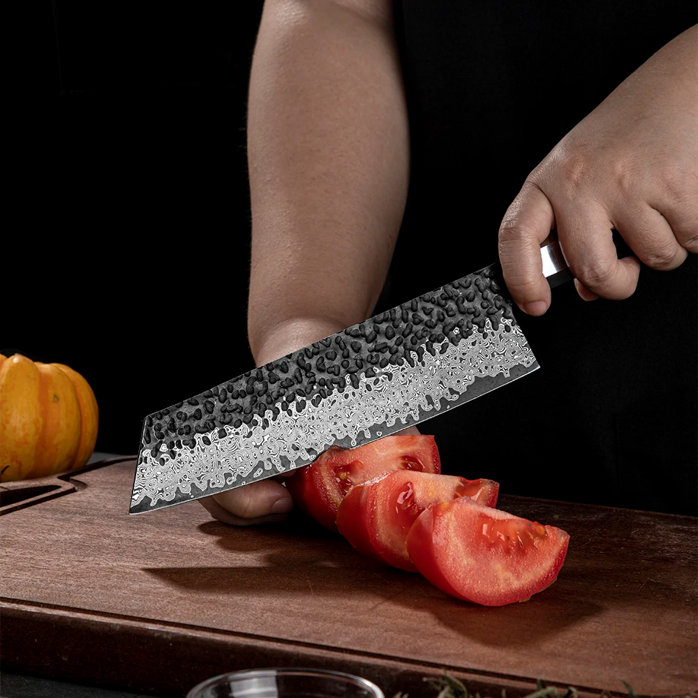 Cuțitul Kiritsuke Multifuncțional, Hikari – Oțel Damasc VG -10, Mâner din Arțar – Ideal pentru Carne și Legume