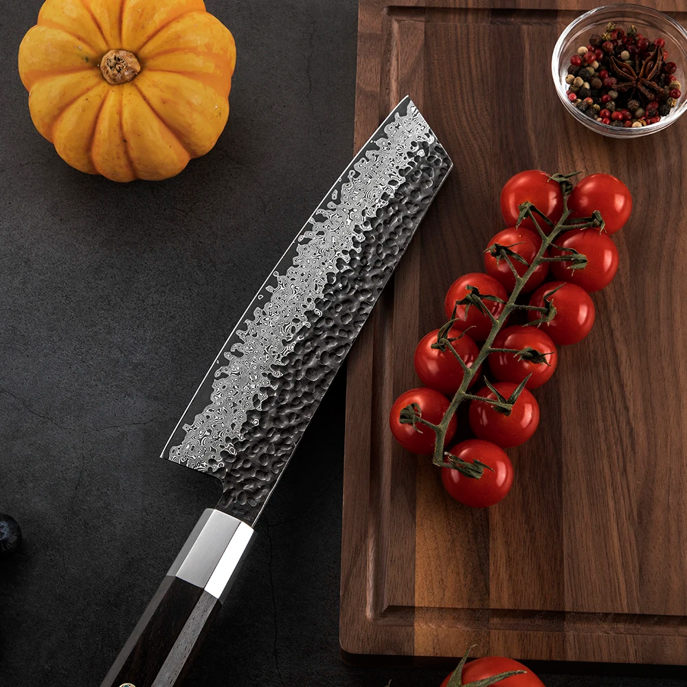 Cuțit Kiritsuke profesional, Hikari - Cuțit de bucătărie multifuncțional cu miez VG -10 și oțel Damasc, mâner Ebony - Hikari