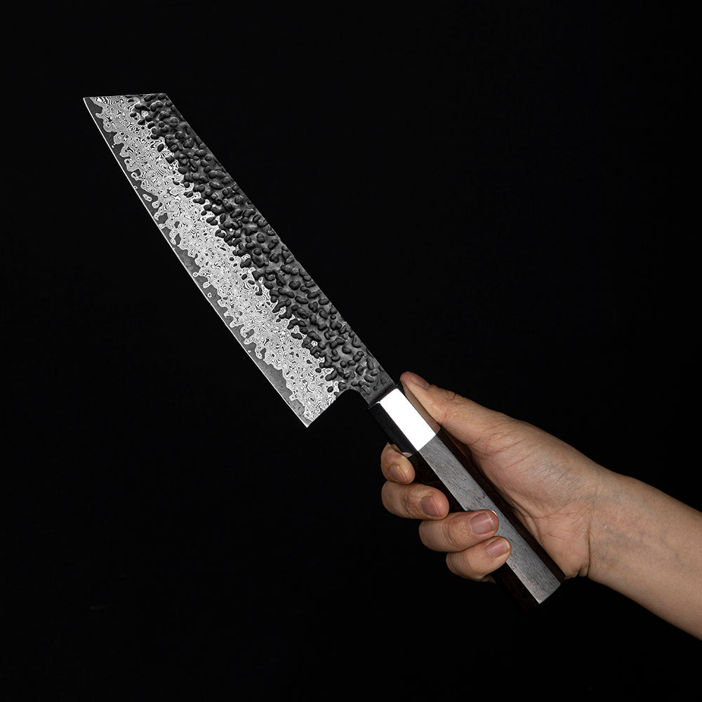 Cuțit Profesional Kiritsuke, Hikari – Cuțit Multifuncțional de Bucătărie cu VG -10 și Oțel Damasc și Mâner din Abanos