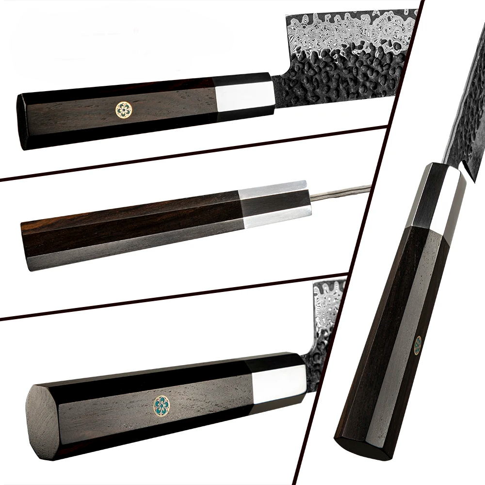 Cuțit Profesional Kiritsuke, Hikari – Cuțit Multifuncțional de Bucătărie cu VG -10 și Oțel Damasc și Mâner din Abanos