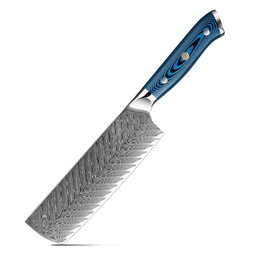 Cuțit Nakiri Premium, Hikari - lamă din oțel Damasc, mâner din lemn de pakka, instrument profesional de tăiat legume - Hikari