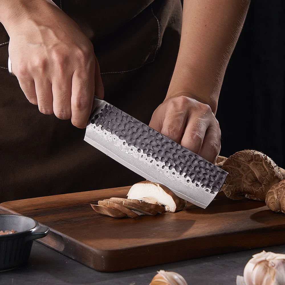 Vegetable Knife, Hikari – Damascus and VG -10 Steel Blade, Premium Full Tang Walnut Handle, Perfect for Slicing - Hikari
