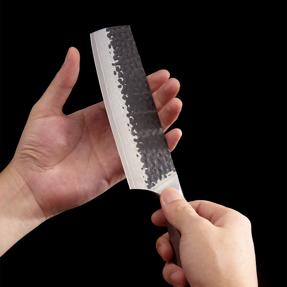 Vegetable Knife, Hikari – Damascus and VG -10 Steel Blade, Premium Full Tang Walnut Handle, Perfect for Slicing - Hikari