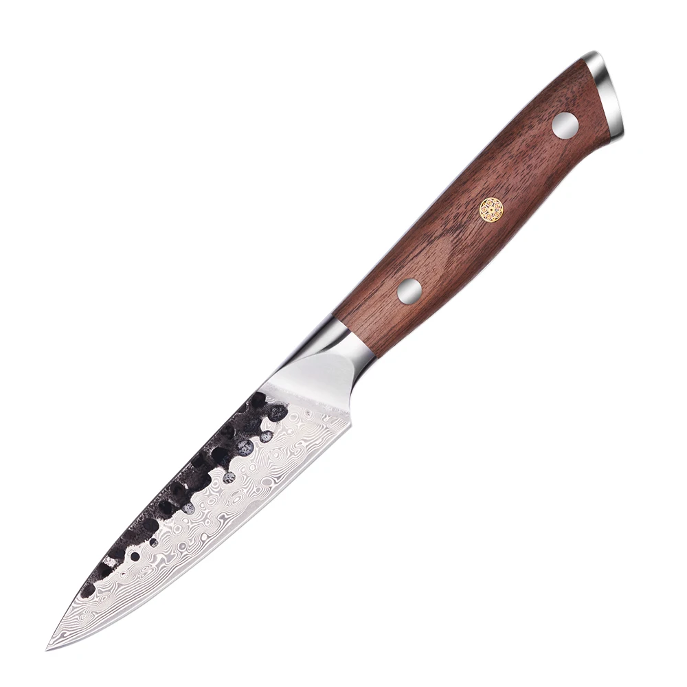 Cuțit pentru curățat, Hikari Knife - Lamă Damasc, Mâner Nuc Premium pentru Tăiere Precisă și Sarcini Delicate