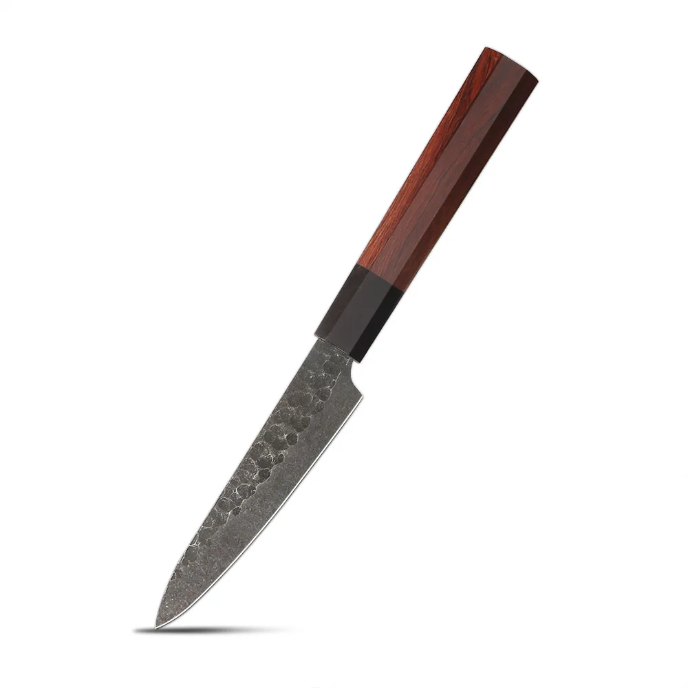 Cuțit Mic de Bucătărie – Lamă din Oțel Inoxidabil cu Carbon, Mâner din Lemn de Mahon, pentru Tăiere de Precizie