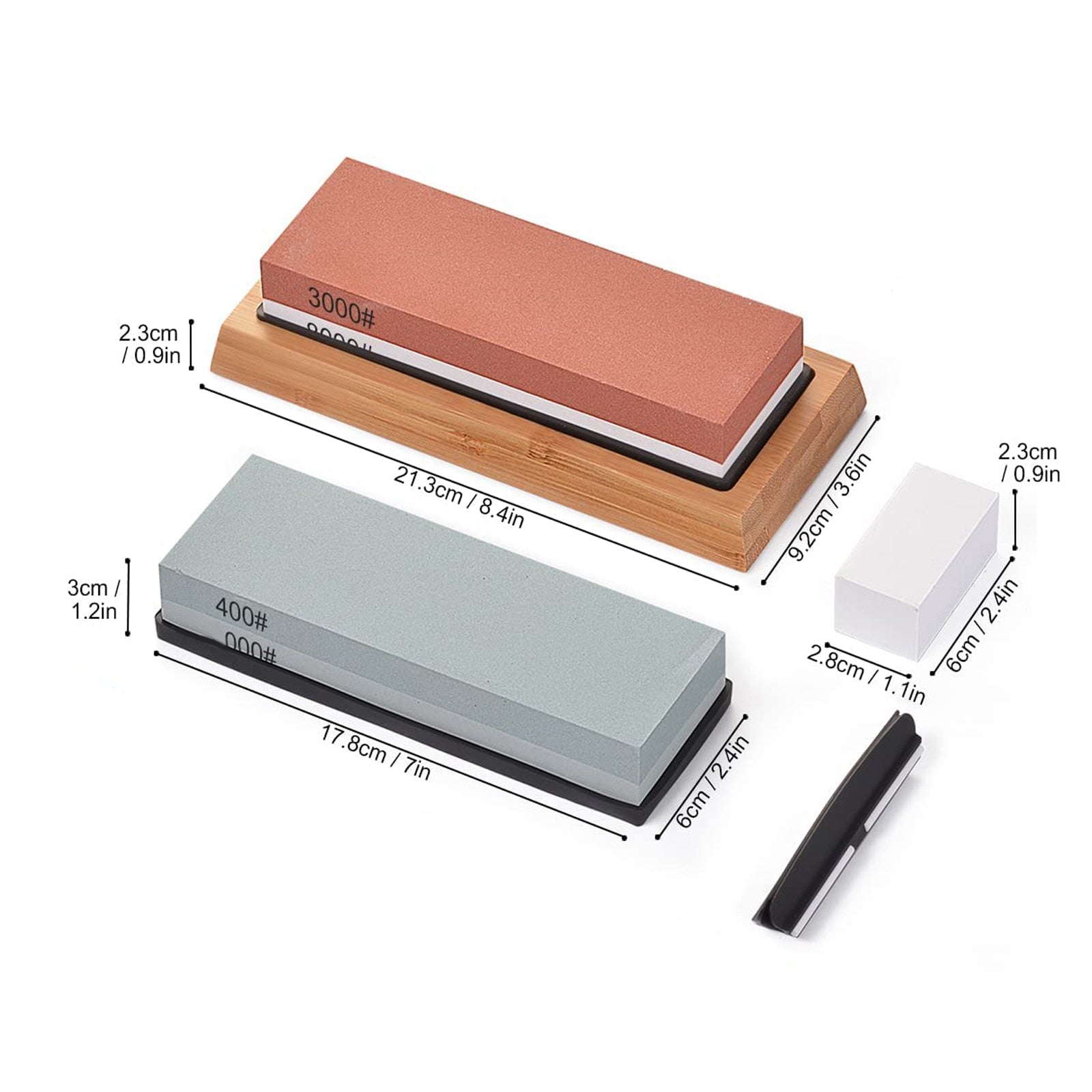 Piatră de ascuțit cu două fețe pentru ascuțirea cuțitelor - Set de granulație 3000/8000 pentru ascuțirea profesională - Hikari