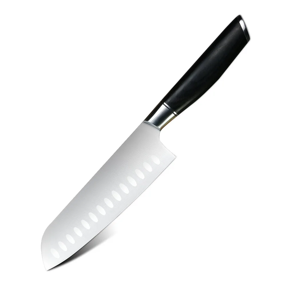 Cuțit de bucătărie universal, Hikari – Santoku, lamă din oțel german, mâner din lemn Pakkawood în stil japonez - Hikari