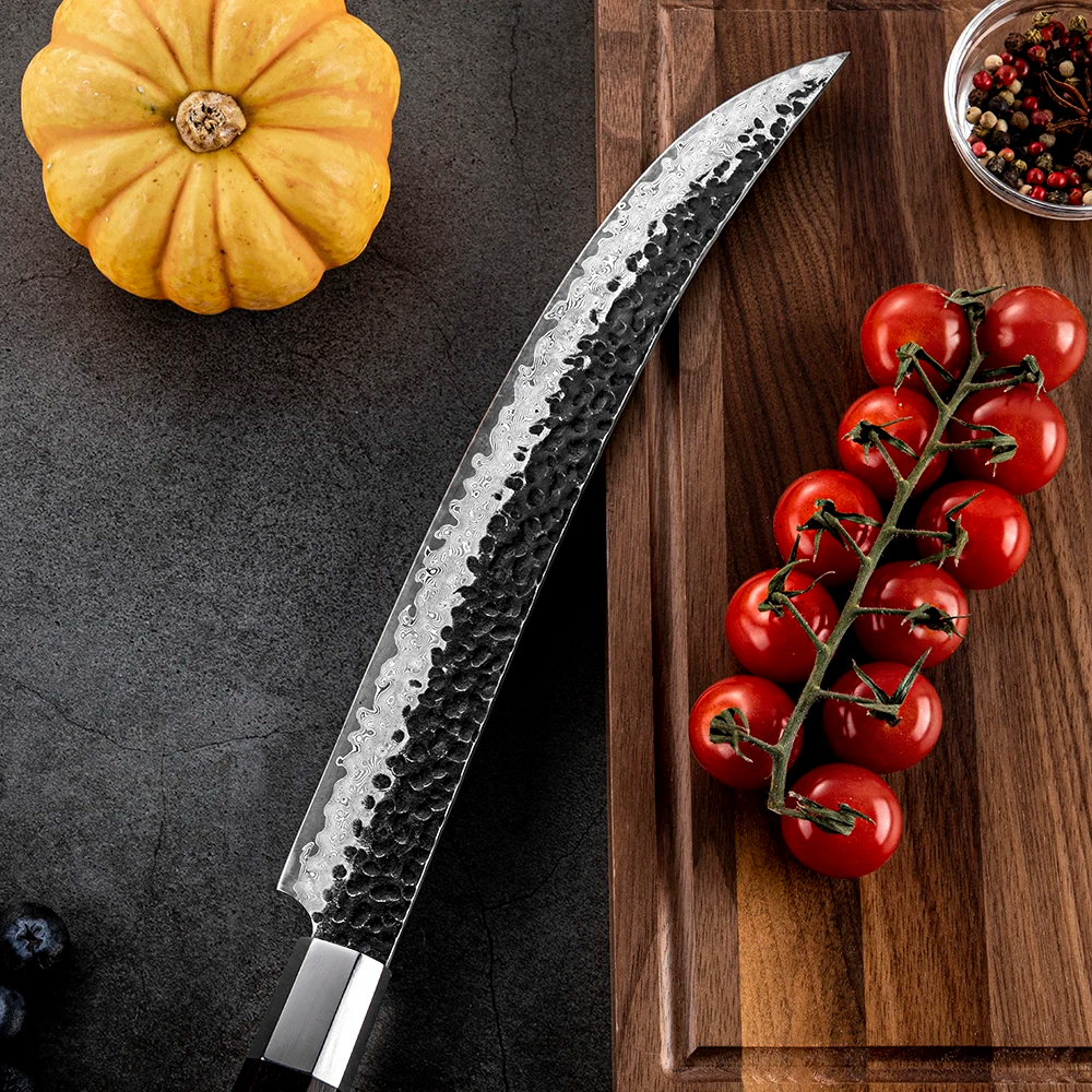 Slaughter VG-10 Damasc Kurouchi Hammered, Maner din Ebony 25 cm
