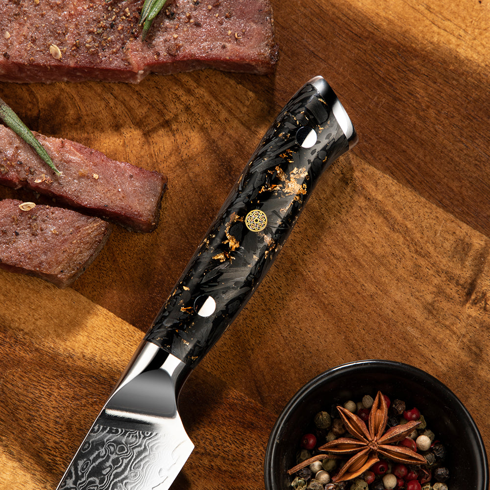 Cutit friptura premium, cutit steak hikari - otel Damasc VG-10, cuțit de bucătărie ideal pentru felierea fripturilor și BBQ - Hikari