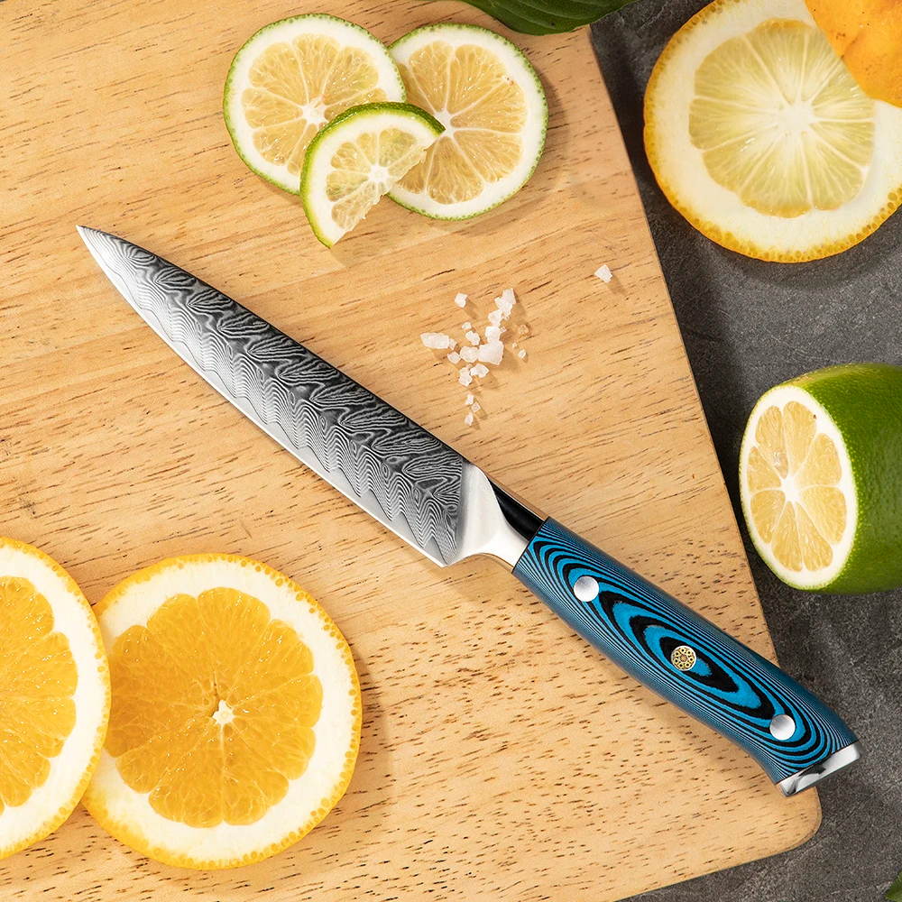 Cuțit mic Premium Hikari - Cuțit mic multifuncțional cu lama din otel Damasc și VG -10, pentru tăiere de precizie - Hikari