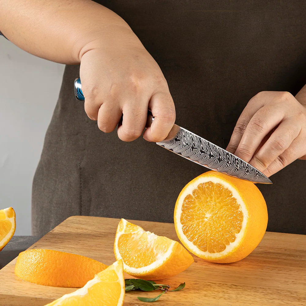 Cuțit mic Premium Hikari - Cuțit mic multifuncțional cu lama din otel Damasc și VG -10, pentru tăiere de precizie - Hikari