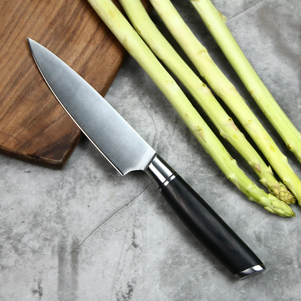 Petty / Small Kitchen Knife, Hikari – German Steel Blade and Black Pakkawood Handle for Small Chopping Tasks - Hikari