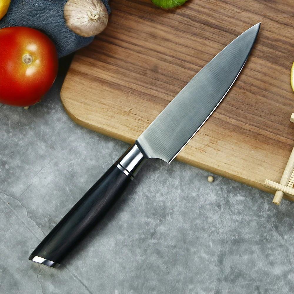 Petty / Small Kitchen Knife, Hikari – German Steel Blade and Black Pakkawood Handle for Small Chopping Tasks - Hikari