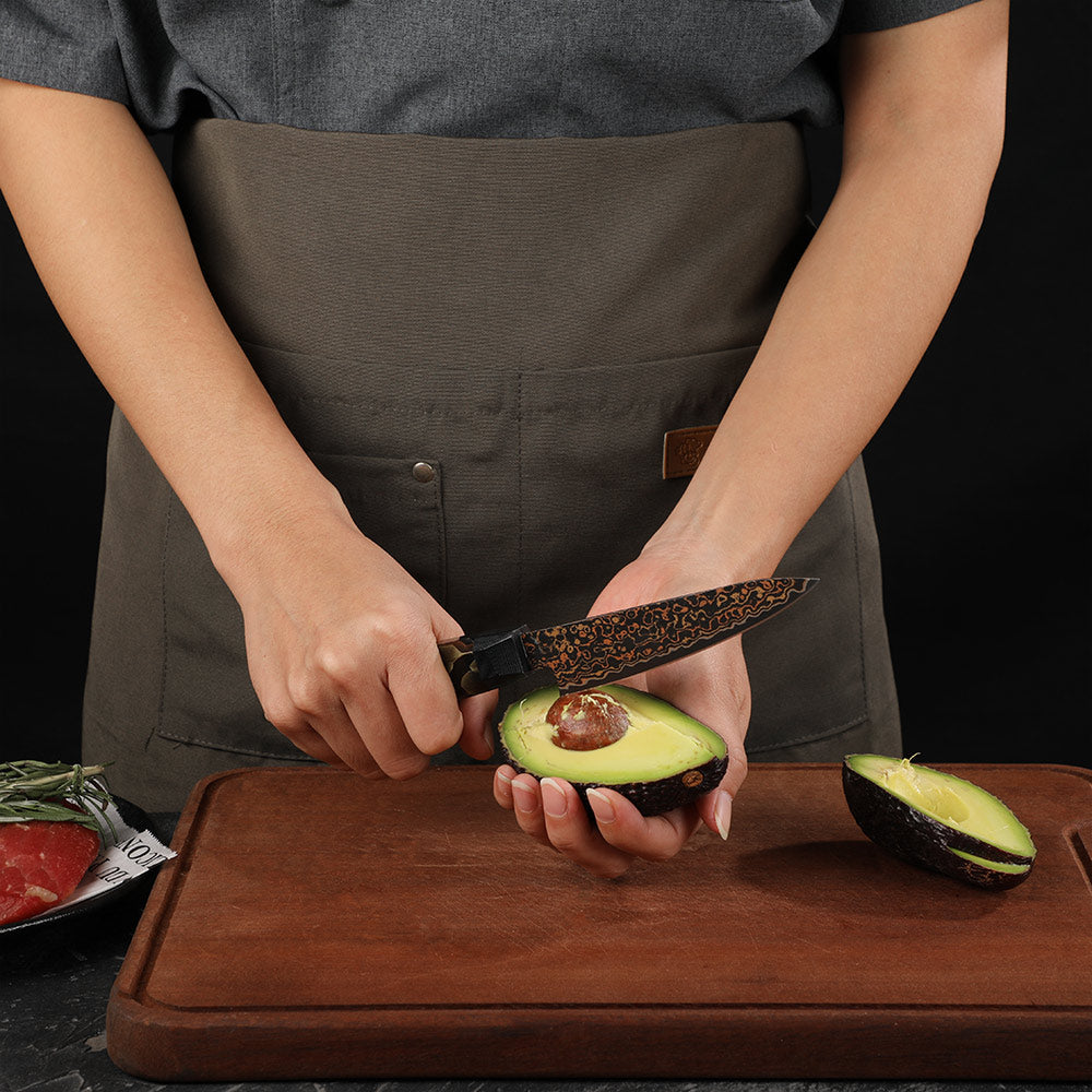 Premium Utility Knife – VG -10 with Copper Damascus Steel – Versatile Kitchen Knife for Precision Cutting - Hikari
