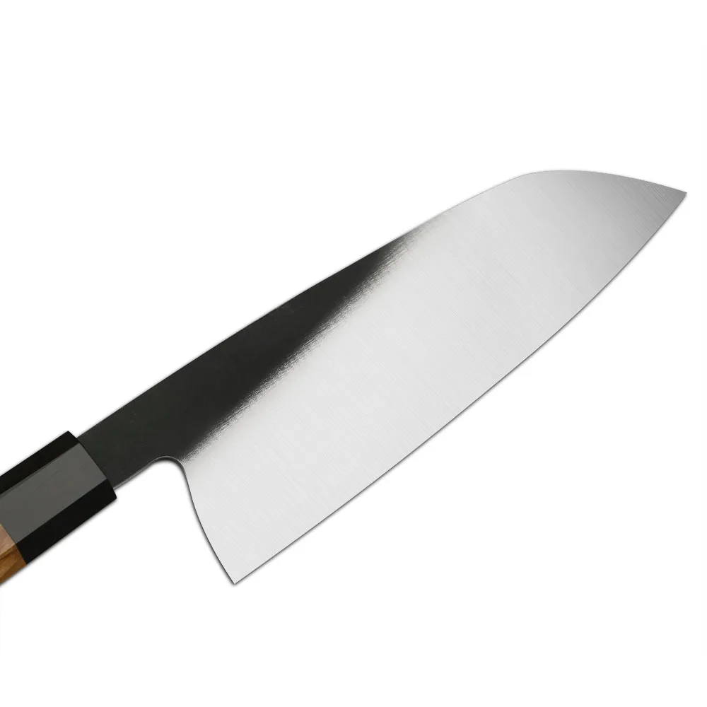 Santoku 440C Otel Inoxidabil Kurouchi, Maner din Lemn de Maslin Premium 18 cm