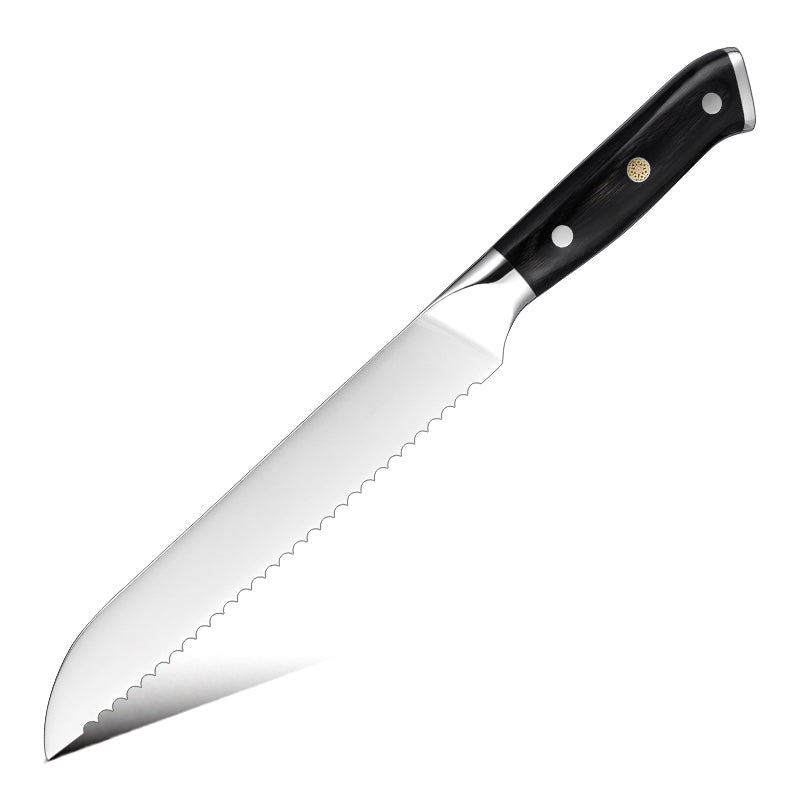 Hikari Knife Bread Knife with German Steel blade and Full Tang on white background
