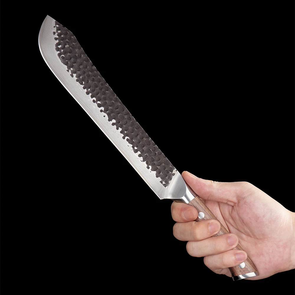 Butcher VG-10 Damasc Kurouchi Hammered Mâner Nuc Premium 23cm