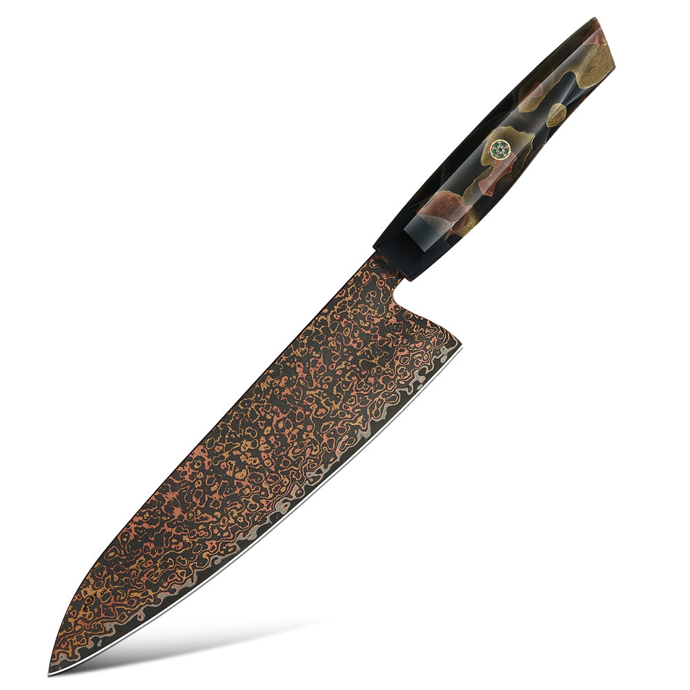 Professional Chef Knife, Hikari Knife - VG-10 Steel with Premium Damascus and Copper Handle - Kitchen Knife - Hikari