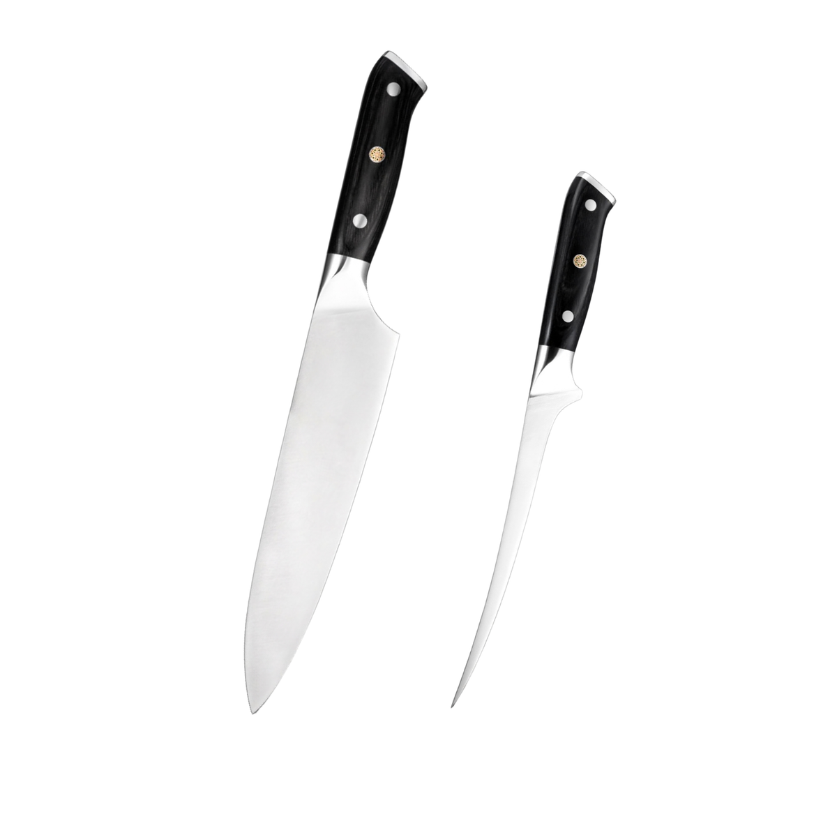 Set de cuțite Hikari Stone Finish din oțel german cu mânere din pakkawood negru H341