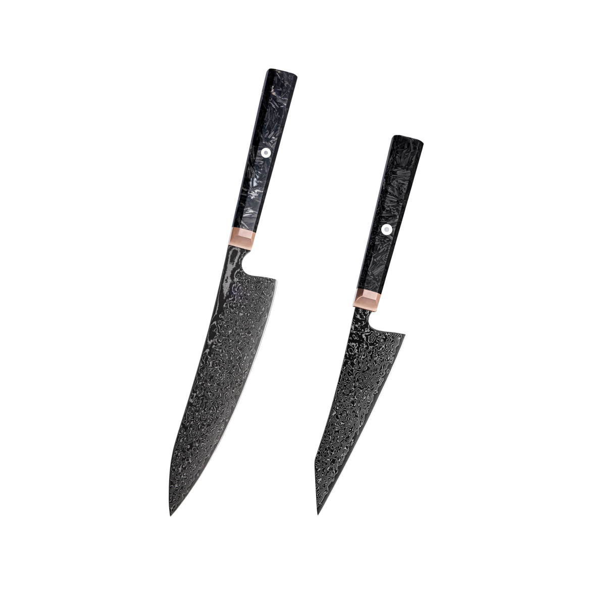 Set de cuțite Hikari All-Black din oțel Damasc cu 67 de straturi și mânere din fibră de carbon H351