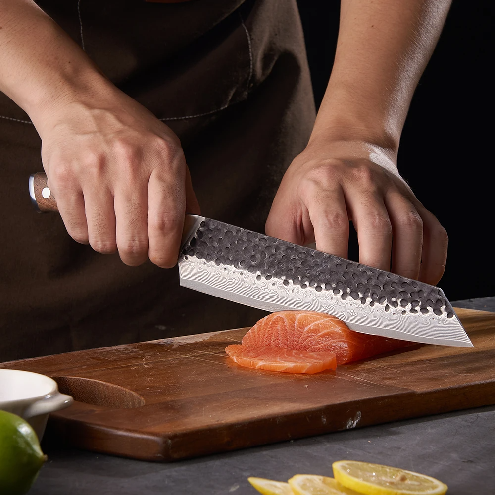 Cuțit de Bucătărie Multifuncțional Kiritsuke Hikari – Oțel Damasc Premium Japonez, Mâner din Nuc pentru Tăiere Preciză