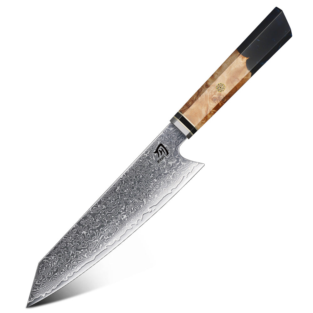 Cuțit Kiritsuke Premium, Hikari - Oțel Damasc VG -10, Mâner Elegant din Rășină și Lemn de Frasin pentru Precizie