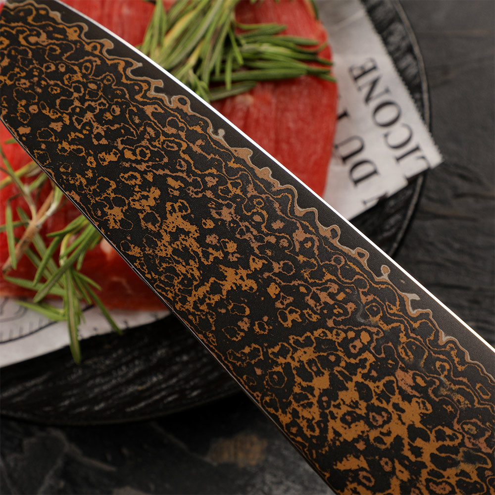 Damascus Blade with copper damascus premium knife